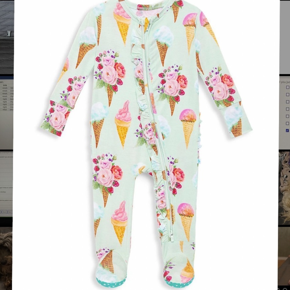 Posh Peanut Sophia Footie Ruffle One Piece 18-24 m